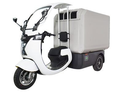 Motocarro elettrico a tre ruote di trasporto refrigerato